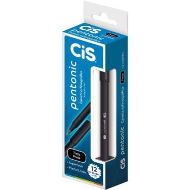 Imagem de Caneta Esferográfica CIS Pentonic 0,7MM Preta Caixa com 12 - Sertic