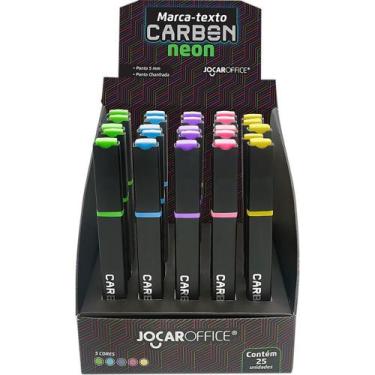 Imagem de Caneta Marca Texto Carbon Line Neon 5 Cores - Display com 25 Unidades 