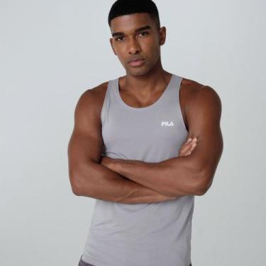 Imagem de Camiseta Regata Fila Masculina Sport Melange Lux Original, Cinza, GG