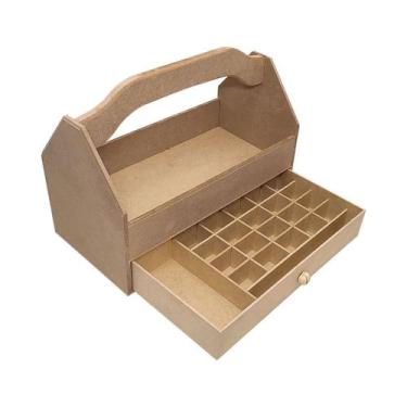 Imagem de Maleta Porta Esmalte Maquiagem com Gaveta e 22 Divisorias Mdf Madeira 
