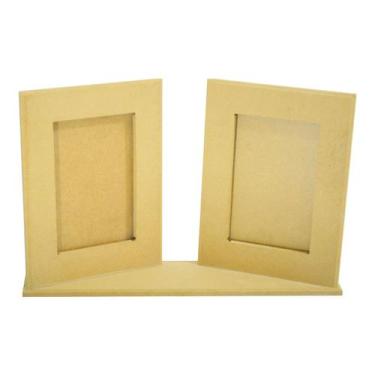 Imagem de Porta Retrato Duplo Foto 13x8 Mdf Madeira - ATACADÃO DO ARTESANATO MDF