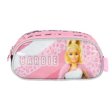 Imagem de Estojo Escolar Menina Bolsinha Porta Lápis Duplo Barbie - Luxcel, Rosa