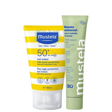 Imagem de Kit Mustela Bálsamo Hidratante + Protetor Solar (2 Produtos)