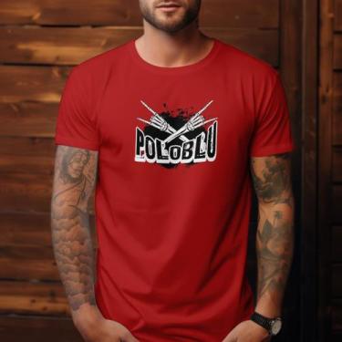 Imagem de Camiseta Masculina Casual Estampada Moderna Polo Blu em Algodão do P a