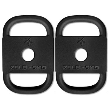 Imagem de Yes4All Placa olímpica de ferro fundido 2 em 1 com diâmetro de 5 cm para andar, balanços, agachamento, treinamento de força – 9 kg (par)