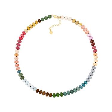 Imagem de Sacina Boho Colar gargantilha colorida com contas, colar de cristal, colar hippie, colar de verão, colar de praia, colar Y2k, presente de joias de Natal para mulheres, One Size, Aço inoxidável, Pedra