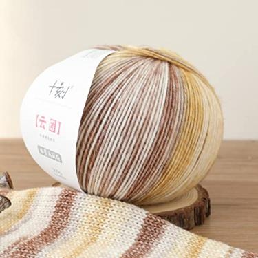 Imagem de SHIKE Cloud-Cluster, fio de cor arco-íris, lã macia e algodão gradiente multicolorida para tricô ou crochê. 38% algodão, 18% lã, 44% acrílico, 200g 458m (YT07)