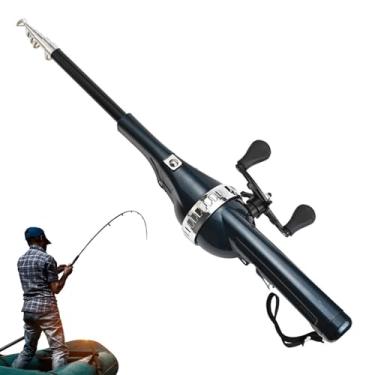Imagem de Vara de pesca portátil, vara de pesca de bolso,Vara de pesca dobrável Varas de pesca super curtas | Pólo de pesca de bolso resistente portátil de balancim duplo para pesca em água doce de água salgada