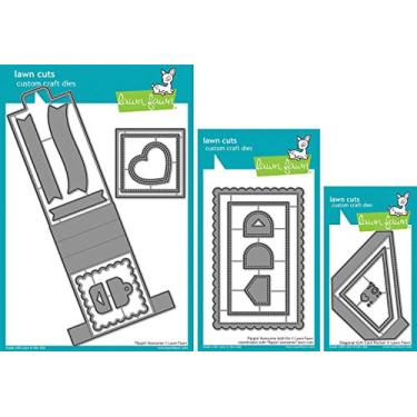 Imagem de Lawn Fawn - Pacote de cartões interativos Flip – Flippin' Awesome Die, Add-on Die e Diagonal Gift Card Pocket Die – 3 itens