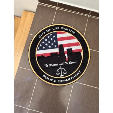 Imagem de Tapete City of Los Santos, tapete redondo de 60 cm x 60 cm, tapete com selo dos EUA, decoração exclusiva, tapete para quarto de crianças, tapete de chão