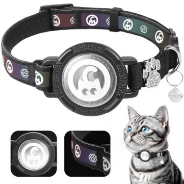 Imagem de Coleira Airtag para gatos | Coleira impermeável para gatos - Coleira de Airtag de gato breakaway com sinos, pata de diamante fofa, refletiva, leve coleira para gatos GPS para meninas, meninos,