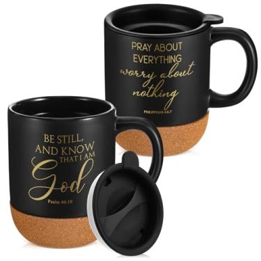 Imagem de FillTouch 2 peças de presentes de agradecimento de pastor canecas cristãs a granel 425 g caneca de café com fundo de cortiça com versículos bíblicos presentes inspiradores para mulheres homens pastor