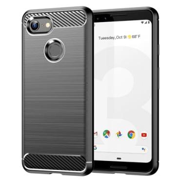 Imagem de Vavies Capa para Pixel 3A XL, para Google 3A XL G020C, capa de fibra de carbono, capa fina e macia de TPU com absorção de choque, à prova de choque, capa para celular para Google Pixel 3A XL, preta