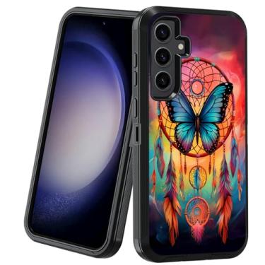 Imagem de BXIKEOPIU Capa projetada para Samsung Galaxy S24 FE, resistente, 3 camadas, à prova de choque, à prova de poeira/queda, capa protetora robusta para Samsung Galaxy S24 FE 5G (2024), borboleta