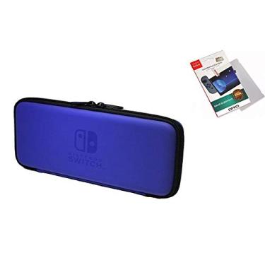 Imagem de Capa Case Estojo Para Nintendo Switch Console + Pelicula Vidro - Azul.