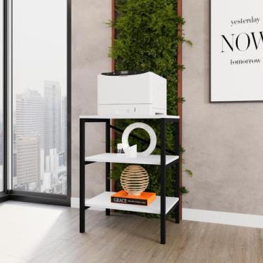 Imagem de Estante Multiuso Slim Industrial em Aço e MDF Preto Branco - Art Panta