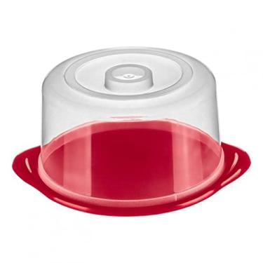 Imagem de Sanremo - Porta Bolo Plástico Redondo de 24,4 cm, Cor Cristal com Off White, Linha Casar
