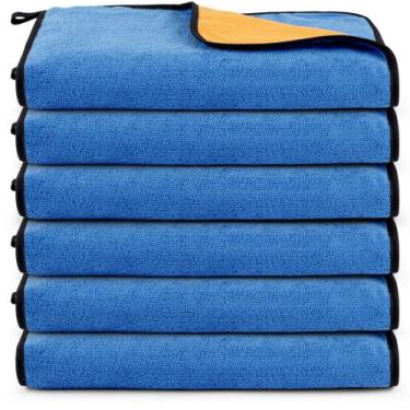 Imagem de Kit 06 Panos Dupla Face Flanela E Microfibra Toalha Limpeza Casa Carro