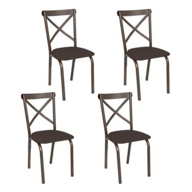 Imagem de Conjunto 4 cadeiras cozinha jantar ciplafe karina tubo bronze assento 