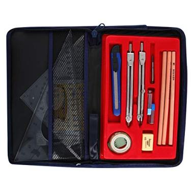 Imagem de Utoolmart Conjunto de bússola geométrica com fita de régua de bússola para desenho, engenharia, esboço, edifícios, materiais de escritório