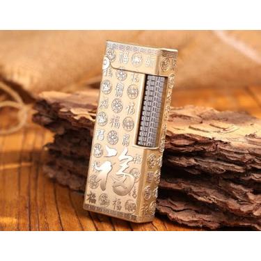 Imagem de WDMART - Isqueiro mecânico de latão H59 • Isqueiro de óleo de chama macia retrô • Isqueiros de querosene de chama aberta e fresca, abertura de tampa com um clique • Modelo: Flame Spirit (BF)