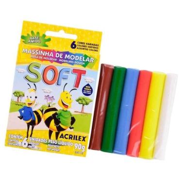 Imagem de Massinha Modelar Soft 90g 06 Cores Acrilex - 07316