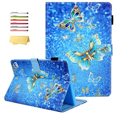 Imagem de UUcovers Capa para Samsung Galaxy Tab A7 Lite 22.1 cm modelo 2021 (SM-T220/T225) com bolsos para lápis, suporte em vários ângulos, couro PU à prova de choque, capa magnética traseira de TPU, borboleta