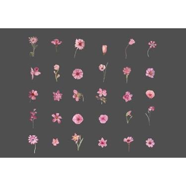 Imagem de Kit com 20 Adesivos Flores para Scrapbook Planner (Rosa)