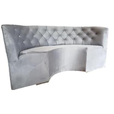 Imagem de Poltrona sofá canto alemão sem baú em u 1,82m veludo cinza capitone co