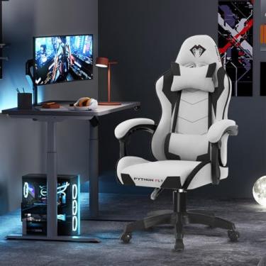 Imagem de Cadeira Gamer Python Fly em tecido, respirável e ecológica, ângulo ajustável (Cinza Claro)