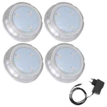 Imagem de Kit 4 Refletor Hiper Led 6W Branco Policarbonato + Fonte 2A - Brustec
