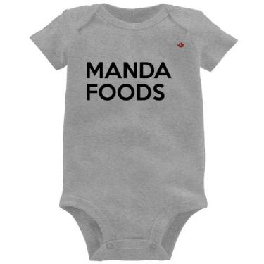 Imagem de Body Bebê Manda Foods - Foca na Moda, Cinza, M