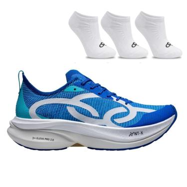 Imagem de Tenis Olympikus Corre Grafeno 3 Azul + Kit Invisivel Branco-Masculino