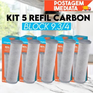 Imagem de Kit 05 Refil de Reposição Filtro Com Torneira Carbom Block 9.3/4 Acqua