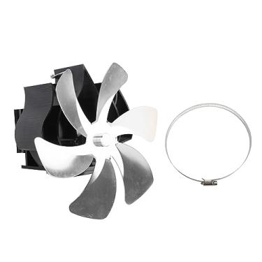 Imagem de Ventilador de fogão de chaminés de madeira movido a calor, ventilador de lareira de tubo, ventilador de motores silenciosos para acessórios de fogão de tenda de queimador de (Silver)