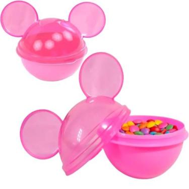 Imagem de Kit 2 Pote Porta Lanche Infantil Minnie Rosa Escola Passeio - Plasutil