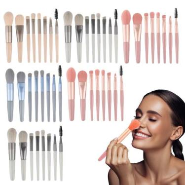 Imagem de Kit 6 Estojos Pincéis Para Maquiagem 8 Peças Cada Mini Pincel Precisão