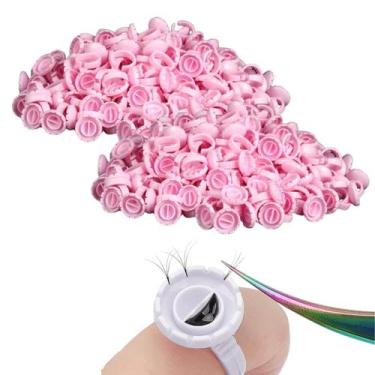 Imagem de 200 Batoque Com Divisória Para Anel Porta Cola Alongamento De Cílios -