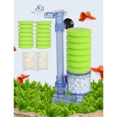 Imagem de UPETTOOLS Filtro de esponja bioquímica para aquário, ultra silencioso, bomba de ar para aquário, filtro de espuma para tanque de peixes, vem com 4/2 esponjas sobressalentes 4/2 sacos de bolas de mídia de cerâmica biológica