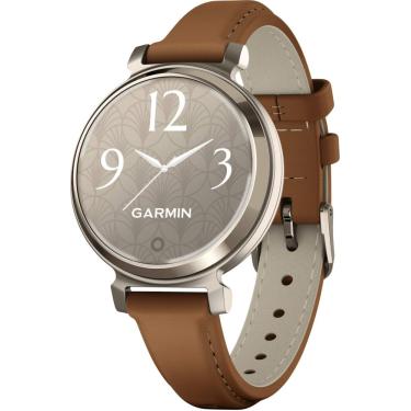 Imagem de Garmin - Lily 2 Classic Smartwatch 34 mm alumínio anodizado - ouro creme com pulseira de couro castanho-010-02839-02