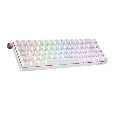 Imagem de Geeky GK65 SE 65% | Teclado mecânico para jogos | 68 teclas multicoloridas RGB LED retroiluminado para PC/Mac Gamer | Layout americano ANSI EUA (branco, vermelho mecânico)