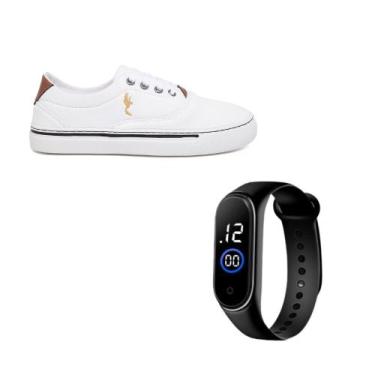 Imagem de Tênis Feminino Casual Old Street Clássico Polo Blu com Relógio Digital