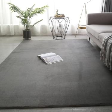 Imagem de Tapete grosso para sala de estar, decoração de lã coral, tapete grande para quarto, macio para crianças, tapete de brincar, tapete de ioga para meninas, janela, cinza escuro, 120 x 200 cm (47 x 78 po