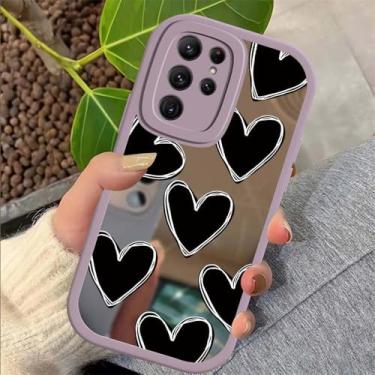 Imagem de Capa de celular com espelho de maquiagem Love Heart para Samsung S23 Ultra S 23 S22 S21 S20 FE S10 Plus Note 20 10 Lite Capa de silicone macio, roxa, 336B, para Note 20 Ultra