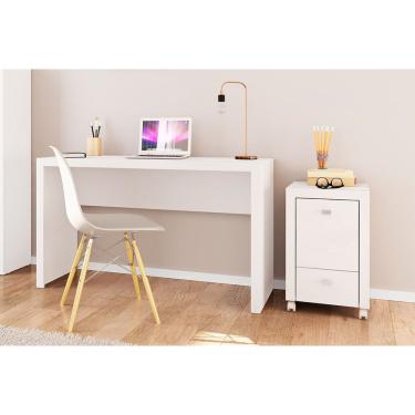 Imagem de Escritório Completo (1 Mesa de Computador ME4135 + 1 Gaveteiro ME4112) 2 Peças Branco - Tecno Mobili