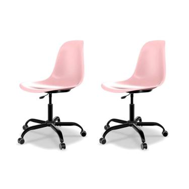 Imagem de Conjunto com 2 Cadeiras de Escritório Secretária Eames Office Rosa e Preto