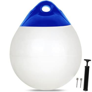 Imagem de VEITHI 1 pacote com 38 x 45,72 cm, bóia de amarração branca, boia, âncora, boia, para-lamas de barco, bola de âncora inflável de vinil para barco com bomba, amortecedores de doca grandes para
