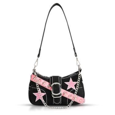 Imagem de Bolsa jeans nas axilas, bolsa de ombro vintage caubói grande capacidade para mulheres ocasiões importantes, trabalho, viagem (rosa), rosa, One Size