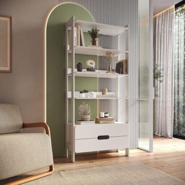 Imagem de Estante Elvis com 2 Gavetas 100% Mdf Branco