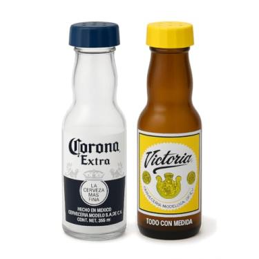 Imagem de Victoria & Corona Garrafa de Cerveja Saleiro e Pimenteiro, Mini Conjunto de Copos de 59 ml, 2 Peças